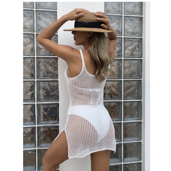 White Crochet Cami Coverup Dress - Picture 2 of 9
